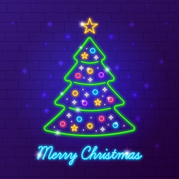 Colorful neon christmas tree