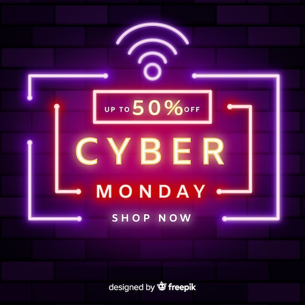 Colorful neon cyber monday