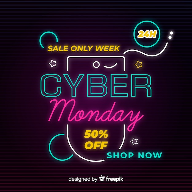 Colorful neon cyber monday