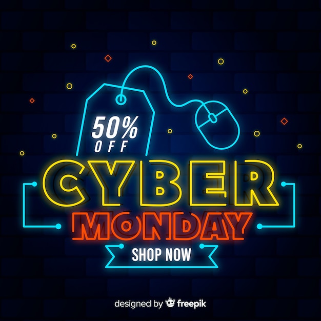 Colorful neon cyber monday