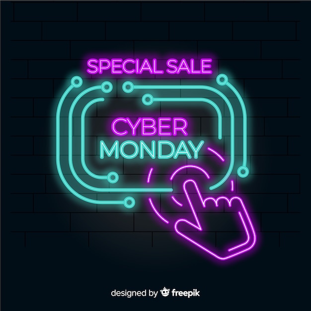 Colorful neon cyber monday