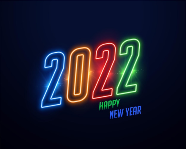 Colorful neon style happy new year 2022 background