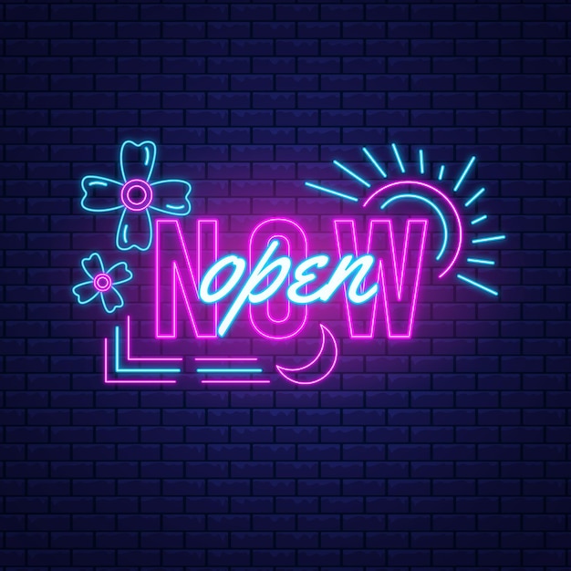 Colorful neon 'we are open' sign