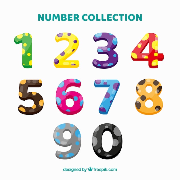 Free Vector colorful number collection with dots