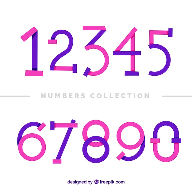 Colorful number collection with flat design