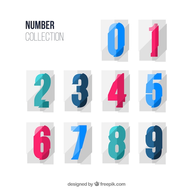 Colorful number collection with flat design