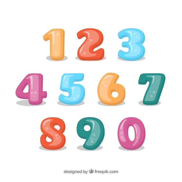 Free vector colorful number collection with flat design