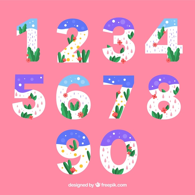 Colorful number collection with flat design