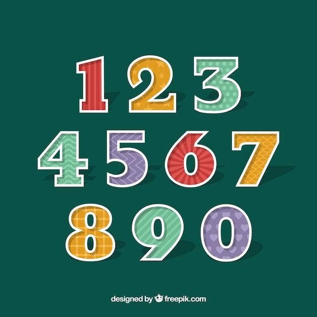 Colorful number collection with flat design