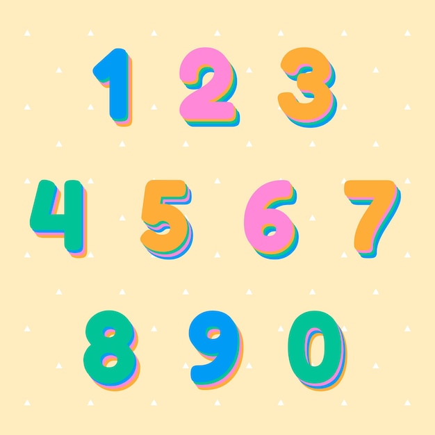 Free vector colorful number set