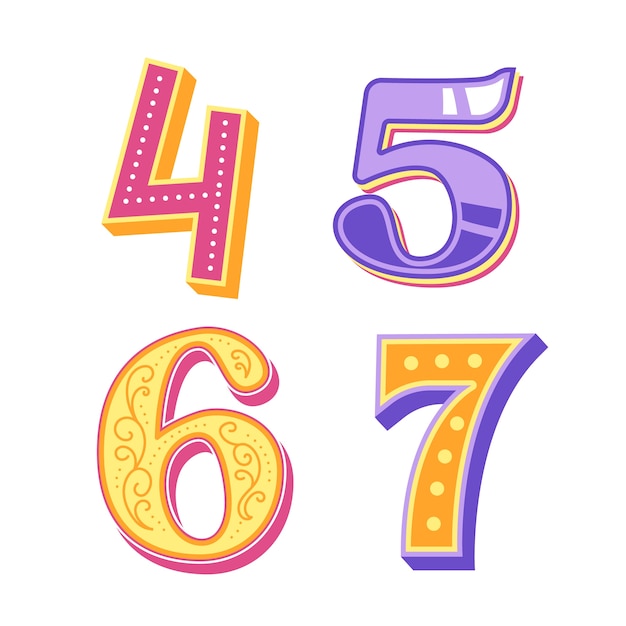 Free Vector colorful numbers sticker collection