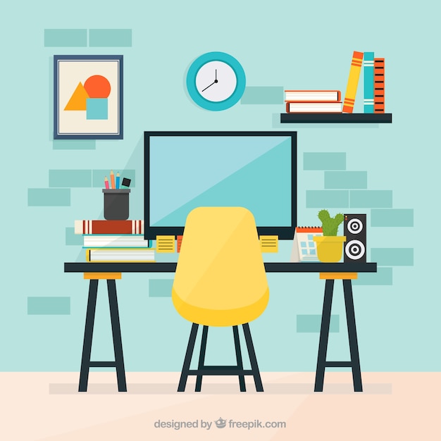 Free Vector colorful office with flat design