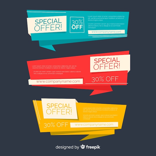 Free vector colorful origami sales banners