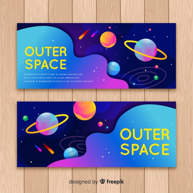 Free Vector colorful outer space banner