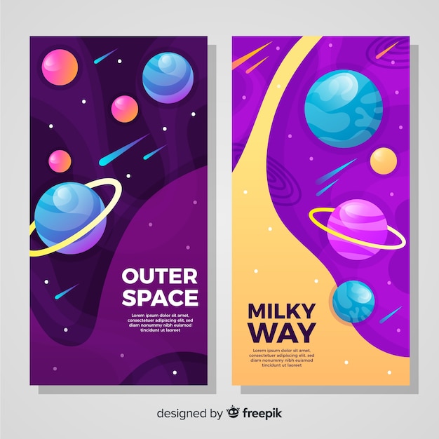 Free Vector colorful outer space banner