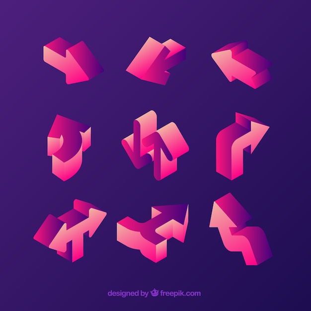 Free Vector colorful pack of 3d arrows