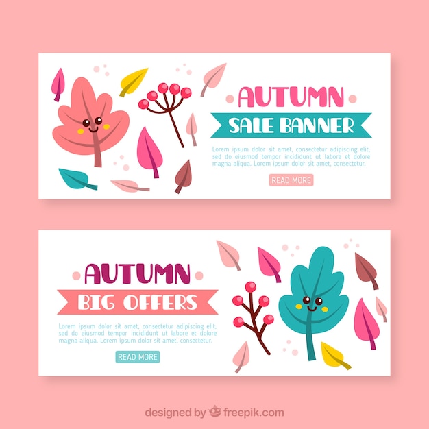 Colorful pack of autumn sale banners