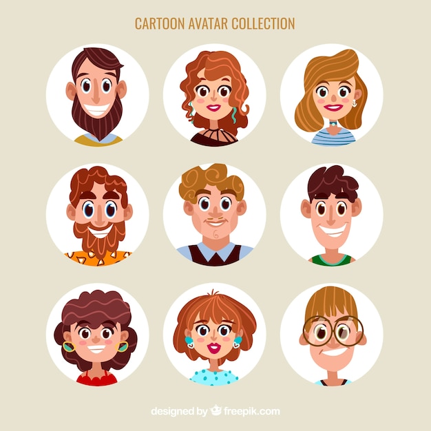 Colorful pack of cartoon avatars