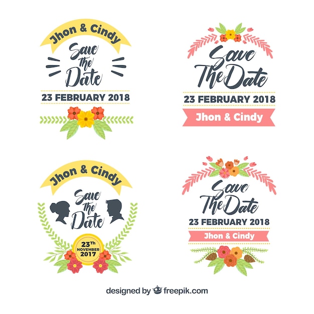 Free Vector colorful pack of flat wedding labels