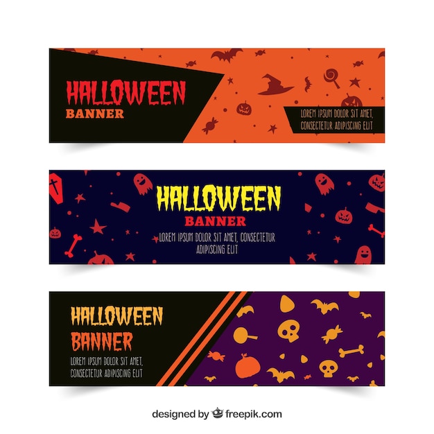 Free Vector colorful pack of halloween banners