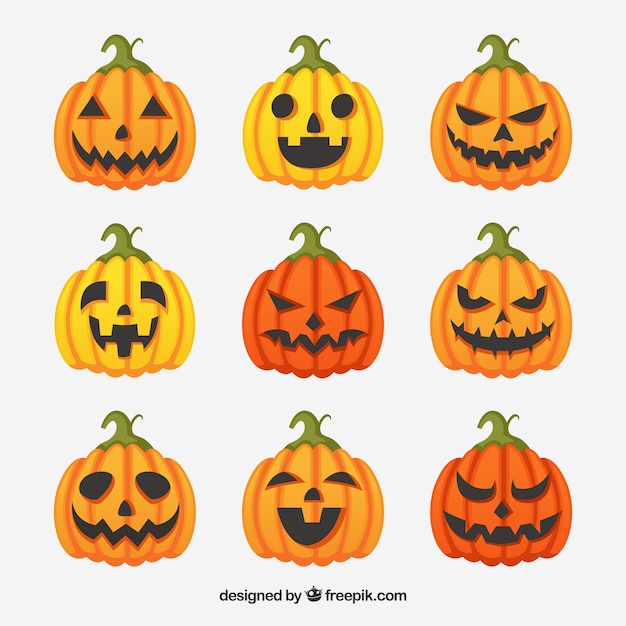 Colorful pack of halloween pumpkins