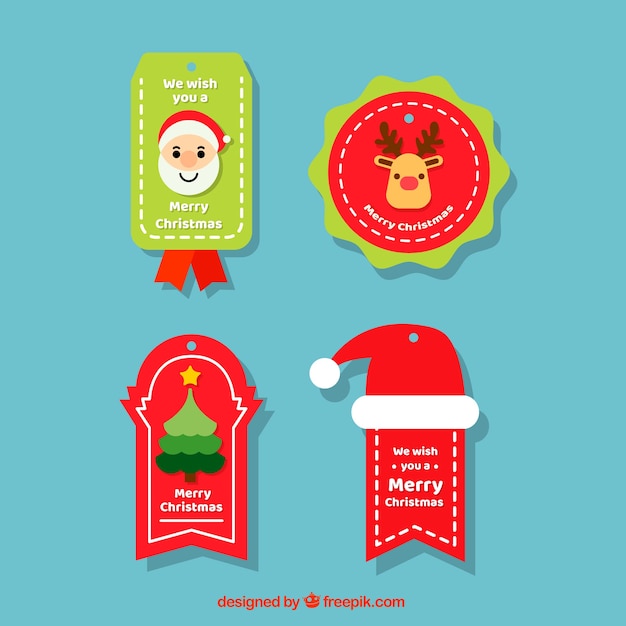 Colorful pack of lovely christmas labels