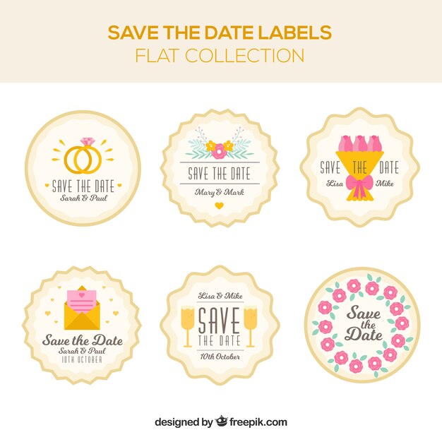 Colorful pack of lovely wedding labels