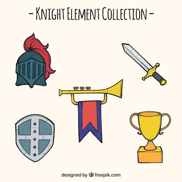 Free Vector colorful pack of medieval elements