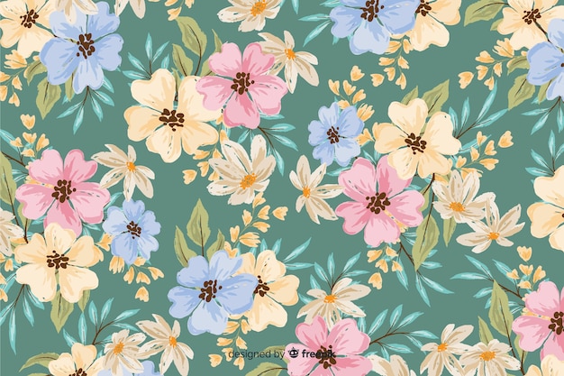 Colorful painted flowers decorative background