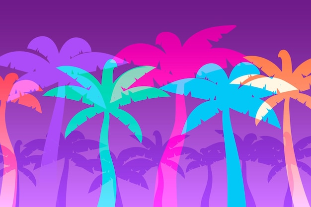 Free vector colorful palm silhouettes background style