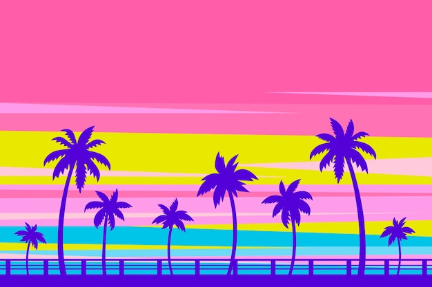 Free Vector colorful palm silhouettes style