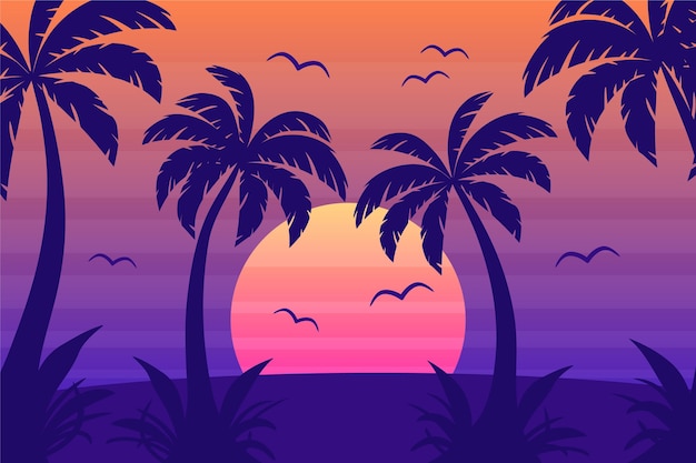 Free Vector colorful palm silhouettes wallpaper