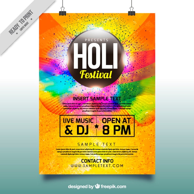 Colorful party poster for holi festival