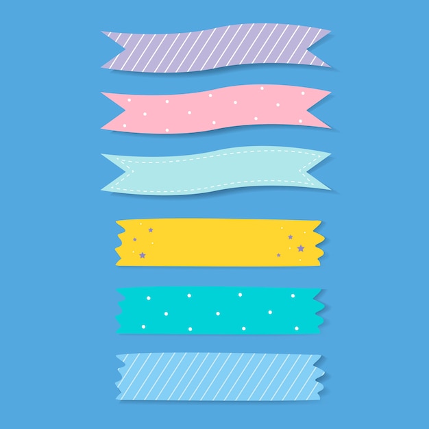 Free vector colorful patterned adhesive tape vector set