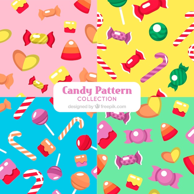 Colorful patterns collection with delicious candies