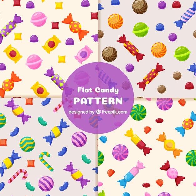 Colorful patterns collection with delicious candies