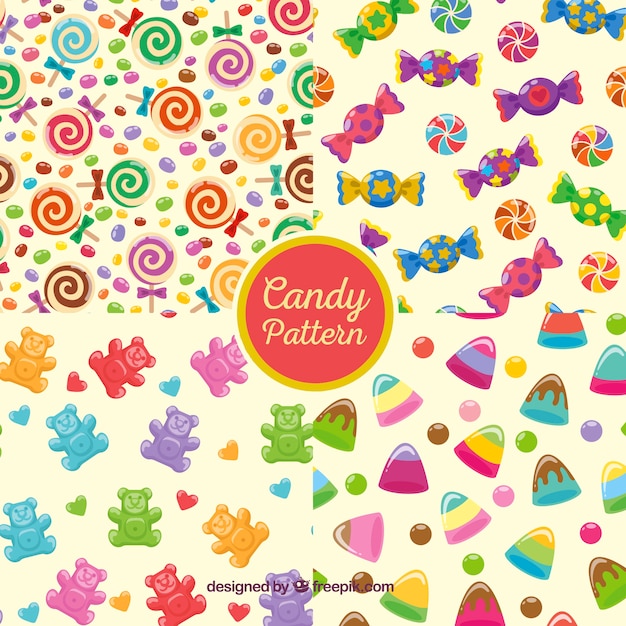 Free Vector colorful patterns collection with delicious candies