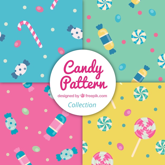 Colorful patterns collection with delicious candies