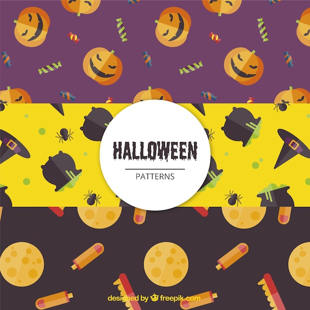 Colorful patterns in flat style for halloween