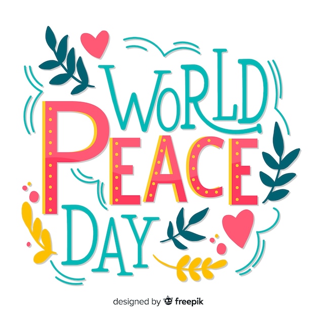 Colorful peace day lettering background