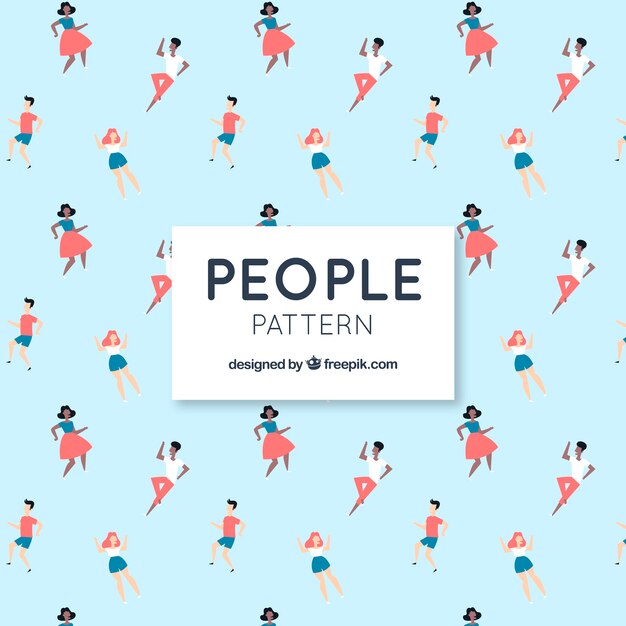 Colorful people pattern with flat design