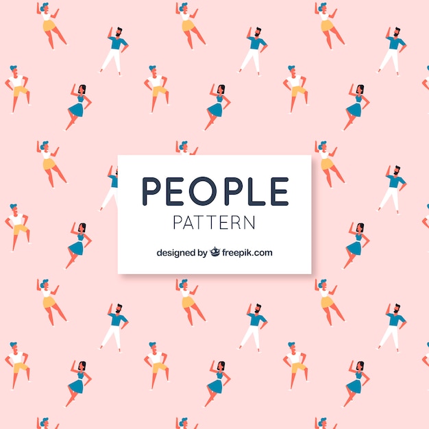 Colorful people pattern with flat design