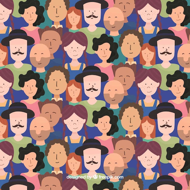 Free Vector colorful people pattern with flat design