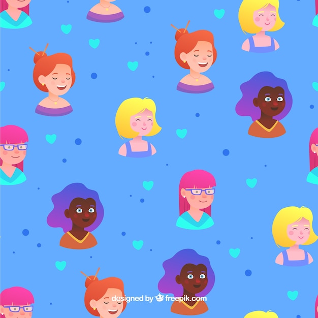 Colorful people pattern with flat design