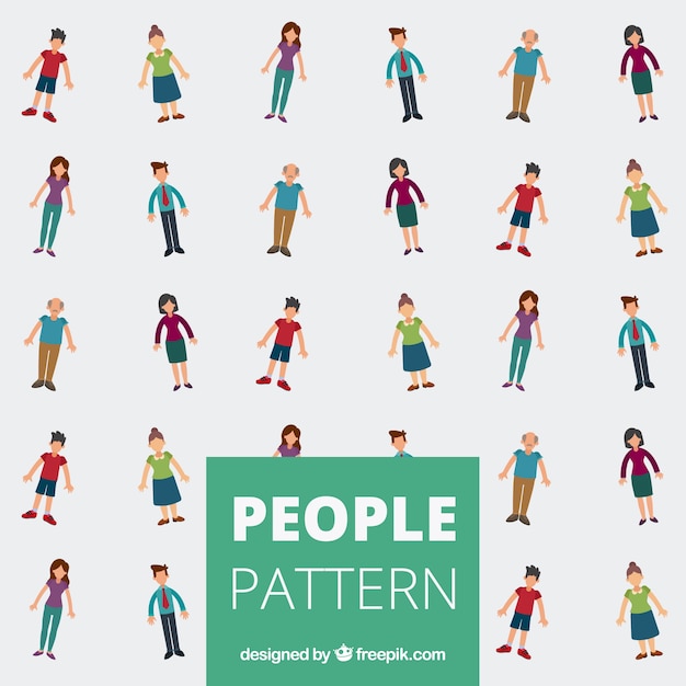 Free vector colorful people pattern with flat design