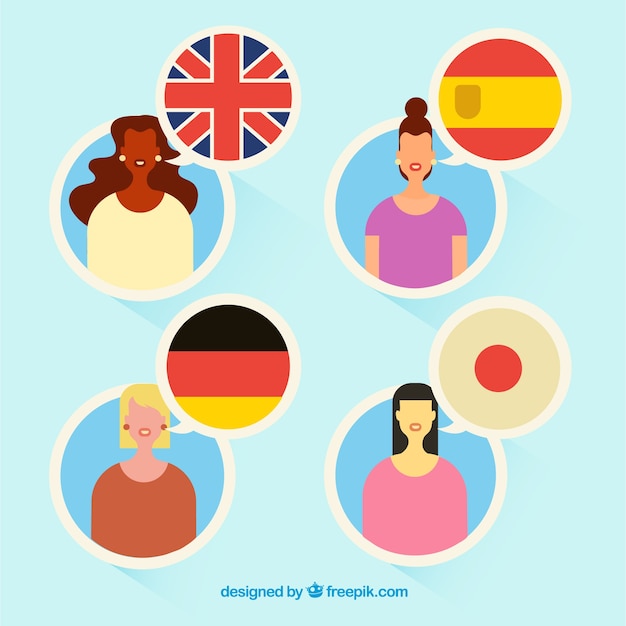 Free Vector colorful people speaking different languages with flat design