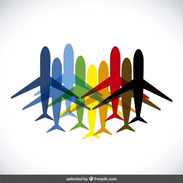 Free Vector colorful plane silhouettes