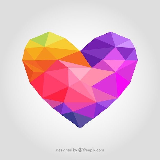 Free Vector colorful polygonal heart background