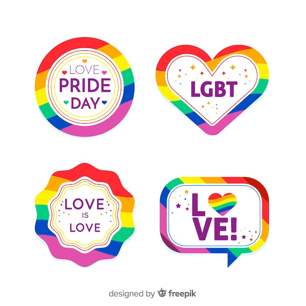 Colorful pride day labels collection