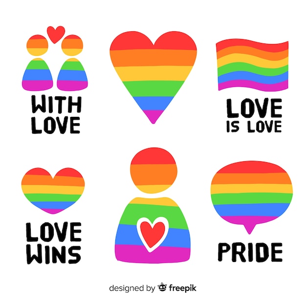 Colorful pride day labels collection